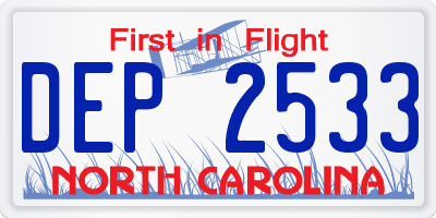 NC license plate DEP2533