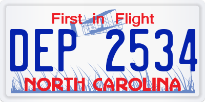 NC license plate DEP2534