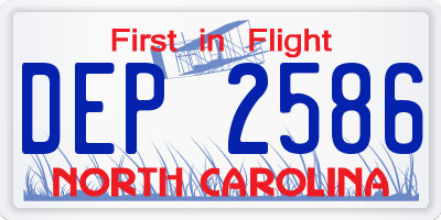 NC license plate DEP2586