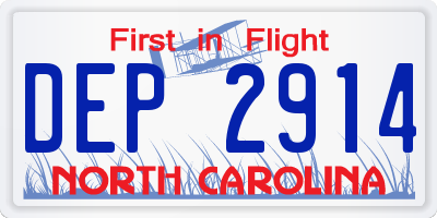 NC license plate DEP2914