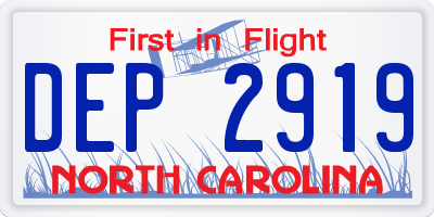 NC license plate DEP2919