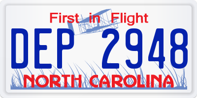 NC license plate DEP2948