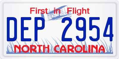 NC license plate DEP2954