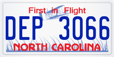 NC license plate DEP3066