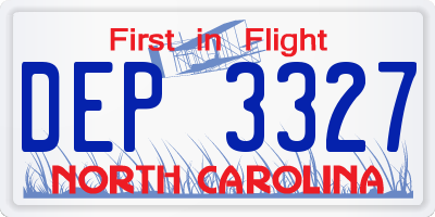NC license plate DEP3327