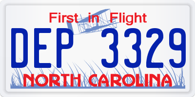NC license plate DEP3329