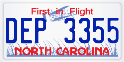 NC license plate DEP3355