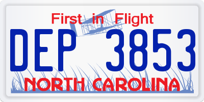 NC license plate DEP3853