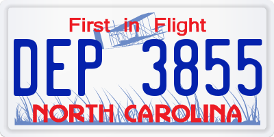 NC license plate DEP3855