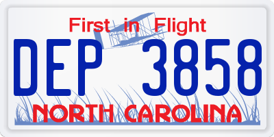 NC license plate DEP3858