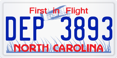 NC license plate DEP3893