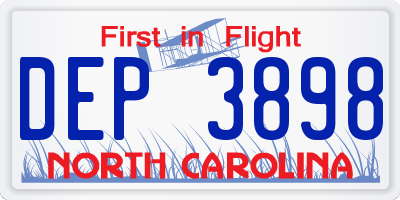 NC license plate DEP3898