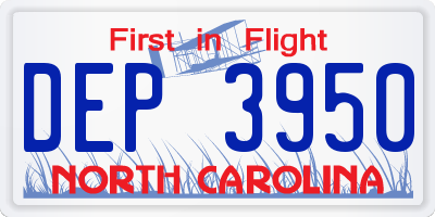 NC license plate DEP3950