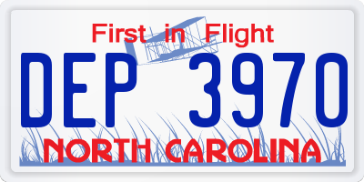 NC license plate DEP3970