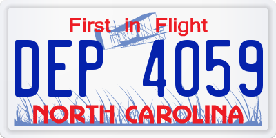 NC license plate DEP4059
