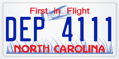 NC license plate DEP4111