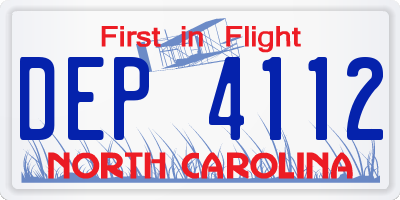 NC license plate DEP4112