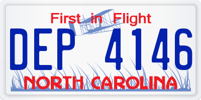 NC license plate DEP4146