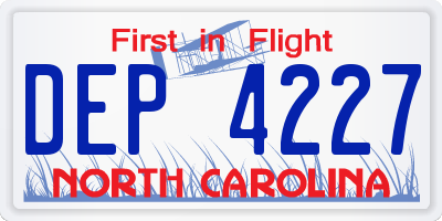 NC license plate DEP4227