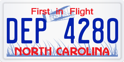 NC license plate DEP4280