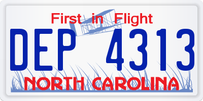 NC license plate DEP4313