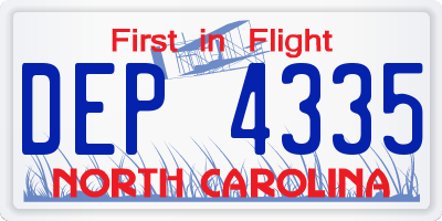 NC license plate DEP4335