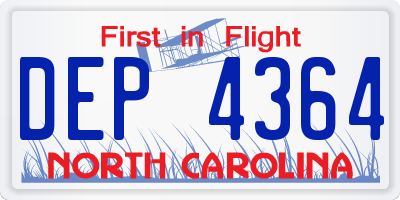 NC license plate DEP4364