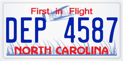 NC license plate DEP4587