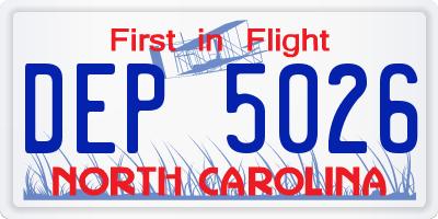 NC license plate DEP5026