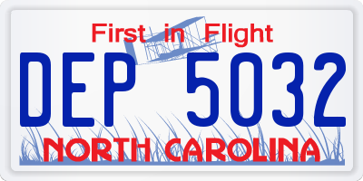 NC license plate DEP5032