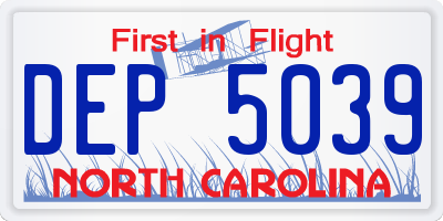 NC license plate DEP5039
