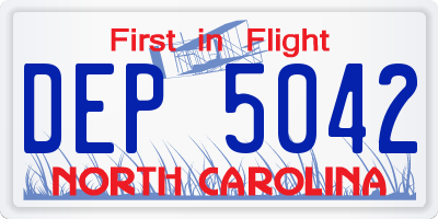 NC license plate DEP5042