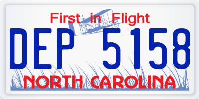 NC license plate DEP5158