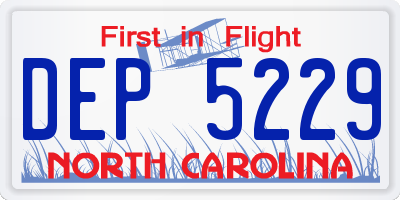 NC license plate DEP5229