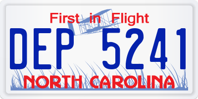 NC license plate DEP5241