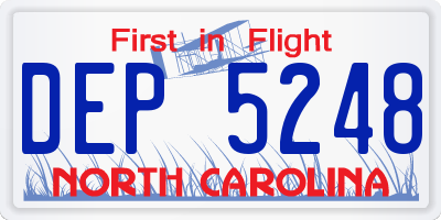 NC license plate DEP5248