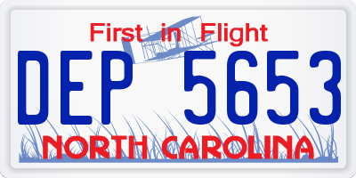 NC license plate DEP5653