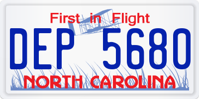 NC license plate DEP5680