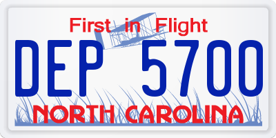 NC license plate DEP5700