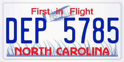 NC license plate DEP5785