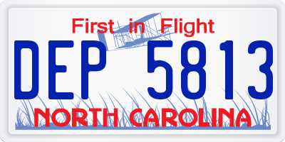 NC license plate DEP5813