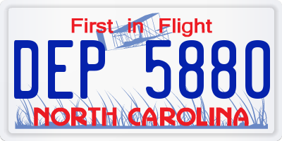 NC license plate DEP5880