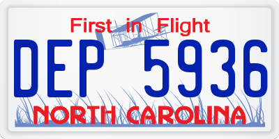 NC license plate DEP5936