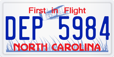 NC license plate DEP5984