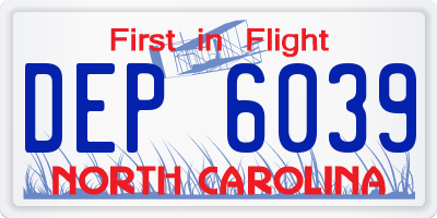 NC license plate DEP6039