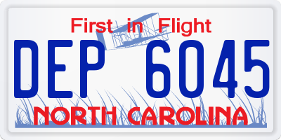 NC license plate DEP6045