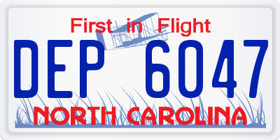 NC license plate DEP6047