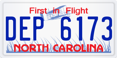 NC license plate DEP6173