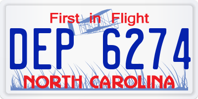 NC license plate DEP6274