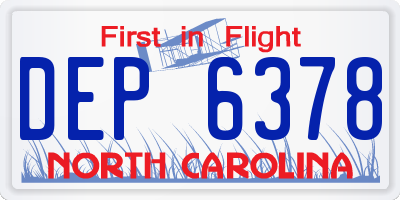 NC license plate DEP6378